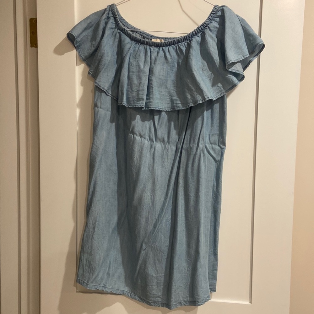 denim off the should dress